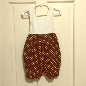 Polka Dot Romper-brown and white polka dot